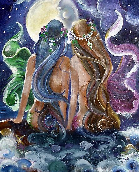 Heavenly Bodies by Robin Pushe'e Mermaids Real, Mermaid Paintings, Tattoo Mermaid, Art Vampire, Dengeki Daisy, Fantasy Mermaids, Heavenly Bodies, Watercolor Mermaid, Mermaid Fairy