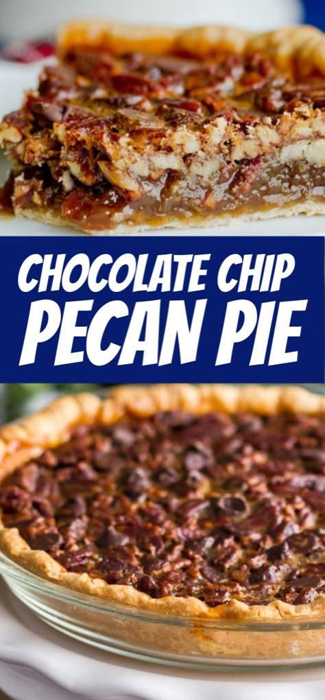 Pecan Pie Recipe Without Corn Syrup, Pecan Syrup, Thanksgiving Desserts Pie, Chocolate Chip Pecan Pie, Chocolate Pecan Pie Recipe, Dessert Quick, Love From The Oven, Best Pecan Pie, Pecan Pie Easy