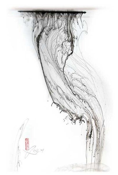 Denis Brown - Edition print made from ink dropped on water. Watch a movie of the mesmerizing calligraphy of nature at http://quillskill.com/ Ink In Water, Abstract Drawings, Art Ink, Generative Art, Print Artist, Calligraphy Art, Art Reference Photos, In Water, Ink Art