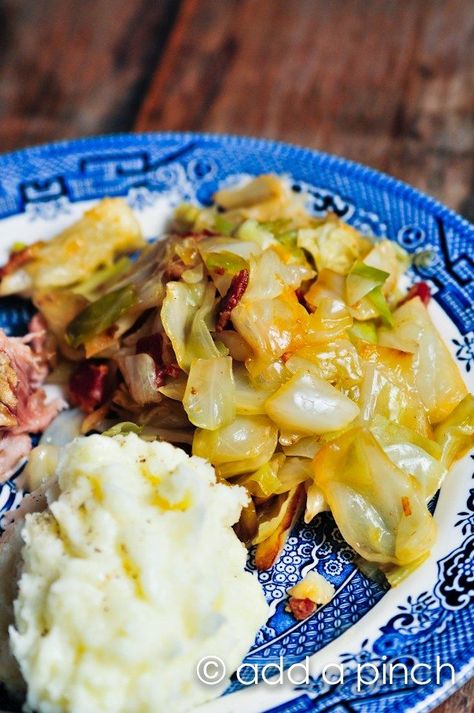 Braised cabbage with bacon makes a delicious side dish. Cabbage braised with bacon and onion is perfect for a weeknight supper. Cabbage With Bacon, Braised Cabbage, Cabbage And Bacon, Cooked Cabbage, Veggie Side Dishes, Cabbage Recipes, Southern Cooking, Bacon Recipes, Vegetable Sides