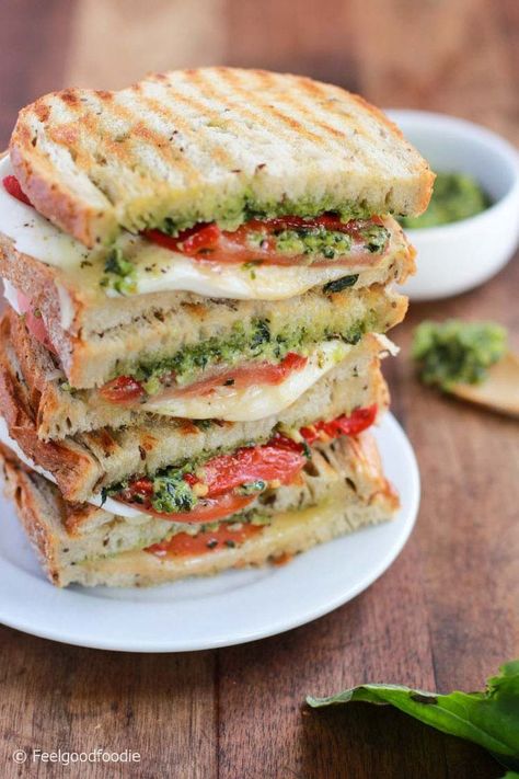 Mozerella Tomato Pesto Sandwich, Mozerella And Tomato Sandwich, Mom Time Out Recipes, Heart Healthy Lunches On The Go, Vegetarian Recipes Lunch Sandwiches, Refreshing Meals For Summer, Healthy Food Recipes Easy Breakfast, Healthy Lunch Ideas Vegetarian Easy, Recipes With Pesto Healthy