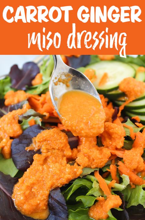 Carrot Ginger Miso Dressing Recipes Pomegranate, Ginger Miso Dressing, Miso Salad, Miso Salad Dressing, Garden Grazer, Miso Ginger Dressing, Carrot Dressing, Balsamic Vinaigrette Salad, Carrot Ginger Dressing