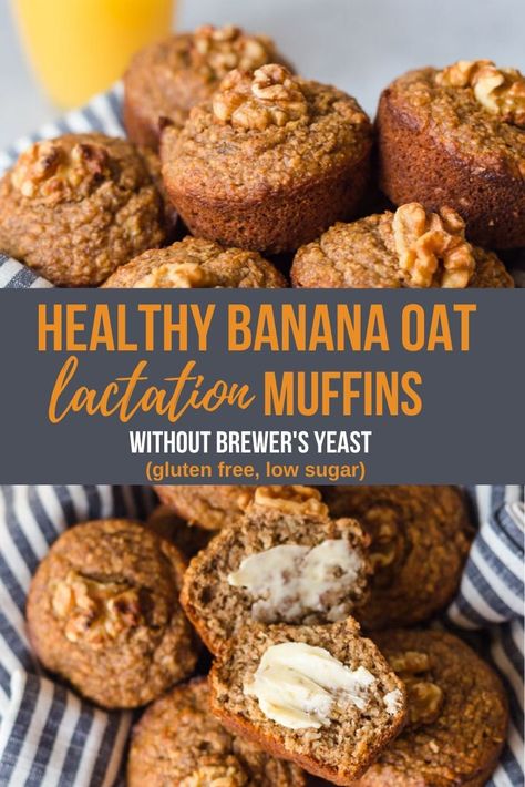 Healthy Banana Oat Lactation muffin to boost milk supply without Brewer's yeast. Gluten free and low suagr it's makes a great breakfast. #breakfastmealprep #healthymuffin #lactationmuffin Brewer Yeast Recipes, Lactation Muffins Banana, Lactation Cookies Gluten Free, Gluten Free Lactation Cookies, Post Partum Muffins, Lactation Banana Muffins, Banana Lactation Recipes, Gluten Free Lactation Recipes, Breastfeeding Muffins