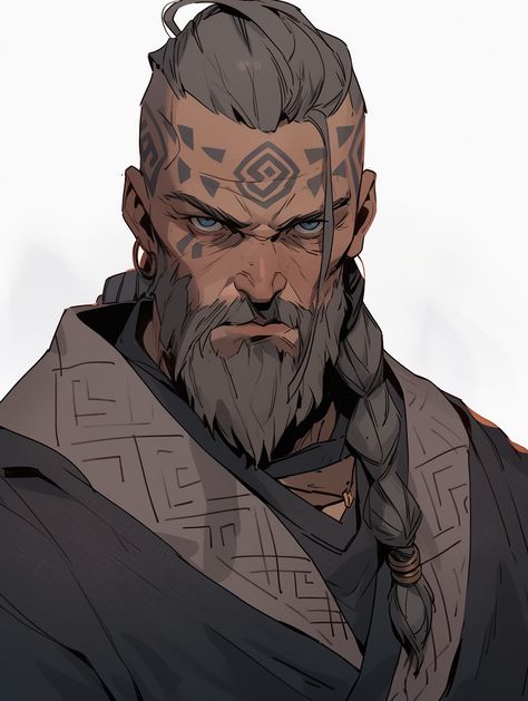 Viking Illustration Character Concept, Viking Hair Drawing, Viking Man Art, Viking Character Design Male, Viking Oc Male, Warrior Character Design Male, Older Male Character Design, Viking Character Design, Viking Oc