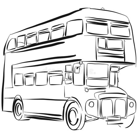 London Bus Vector Drawing stock illustration Squishmallow Coloring Pages, Bus Drawing, London Drawing, London Illustration, Famous Architecture, Mixed Media Art Canvas, Double Decker Bus, London Bus, Historical Landmarks