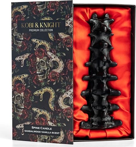 Amazon.com: Kobi & Knight Spine Candle - Sandalwood Vanilla Scented Creepy Candles for Gothic Decor Gift - Black Spooky Vertebra Candle - Goth Decoration for Halloween - Large 8" Witchy Candle : Home & Kitchen Goth Birthday Gifts, Gothic Amazon Finds, Modern Goth Home Decor, Dark Academia House Interior, Spooky Christmas Decorations, Gothic Home Decor Modern, Elegant Gothic Decor, Gothic Christmas Decorations, Weird Room Decor