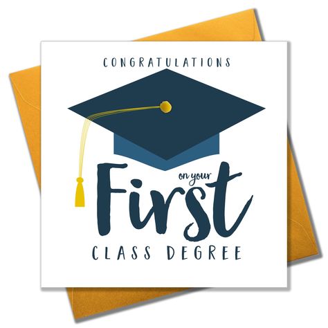 First Class Degree, Degree Card, University Inspiration, Mortar Board, Honours Degree, Gold Envelope, First Class Stamp, Gold Envelopes, University Degree