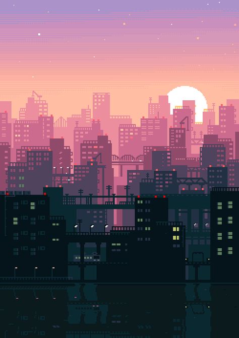 Beautiful moon 8bit Gif Wallpaper, 8bit Animation, 8 Bit Gif, Gif Pixel Art Animation, Life Animation, Wallpaper Pixel, Pixel City, Pixel Life, Pixel Gif