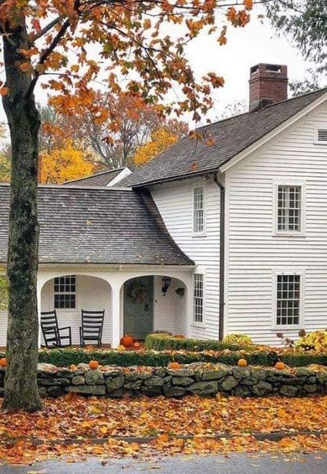 Everything Vintage And Shabby | October at the farmhouse Vermont Living, Country Thanksgiving, New England Colonial, Autumn Farmhouse, White Autumn, Harvest Farm, England Aesthetic, New England Fall, New England Homes