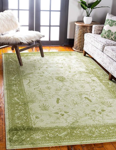 Amazon.com: Unique Loom La Jolla Collection Tone-on-Tone Traditional Light Green Area Rug (3' x 5'): Kitchen & Dining Apartments Decorating, Shed Colours, Traditional Lighting, Unique Loom, Buy Rugs, Nature Inspired Design, Green Area Rugs, Back To Nature, Modern Traditional