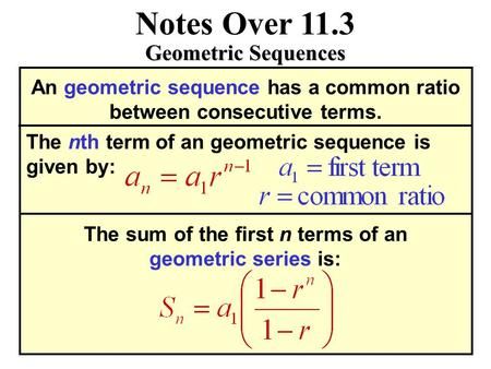 Notes Over 11.3 Geometric Sequences> Arithmetic And Geometric Sequences, Arithmetic Sequences, Geometric Sequences, Sequence And Series, Geometric Series, British English, Letter I, Video Online, Presentation