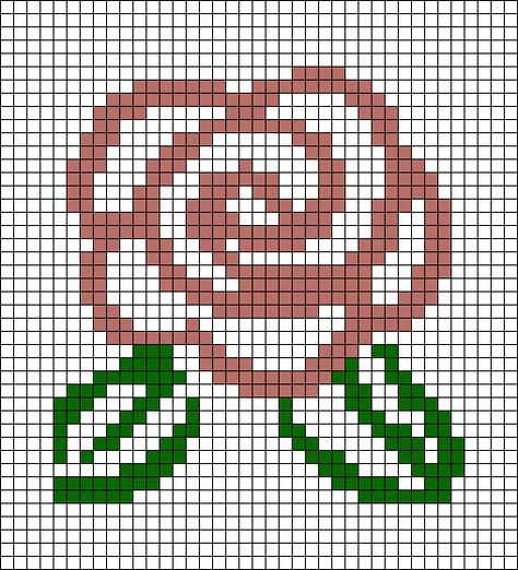 Rose Alpha Pattern, Rose Pixel Art, Plant Outline, Pixel Rose, Rose Simple, Rose Cross Stitch Pattern, Pixel Crochet, Baby Knitting Patterns Free, Tapestry Crochet Patterns