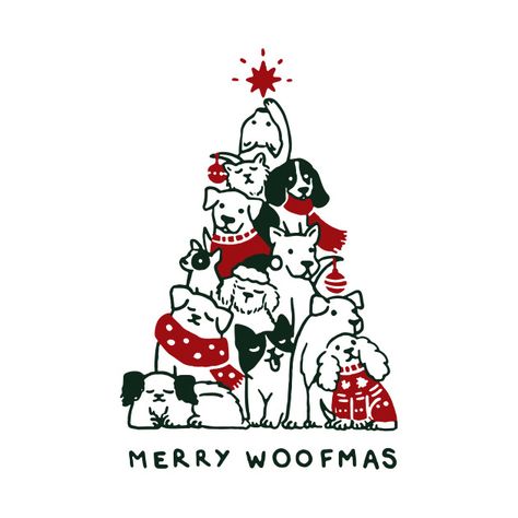 Check out this awesome 'Merry+Woofmas+Funny+Dog+Lover+Christmas+Gift' design on @TeePublic! Merry Woofmas, Merry Christmas Dog, Christmas Card Illustration, Christmas Graphic Design, Dog Christmas Card, 강아지 그림, Christmas Card Art, Christmas Canvas, Merry Christmas Card