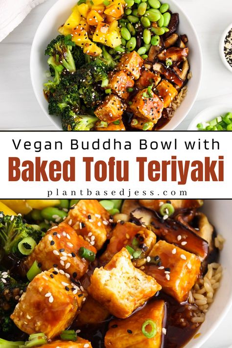 View on a vegan baked tofu teriyaki buddha bowl. Teriyaki Tofu And Broccoli, Teriyaki Tofu Bowl Recipe, Vegan Teriyaki Bowl, Quinoa And Tofu Recipes, Teriyaki Tofu Bowl, Sticky Tofu Recipes, Teriyaki Tofu Recipes, Terriyaki Tofu, Best Baked Tofu