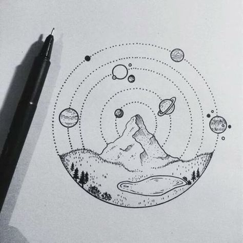 ESPAÇO E TERRA Arte Doodle, Illustration Tattoo, 강아지 그림, Artist Sketches, Disney Concept Art, Pola Sulam, Sketchbook Art, Sleeve Tattoo, Pen Art