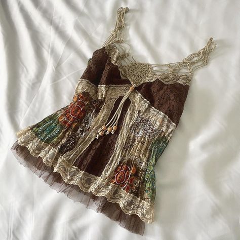 Look what I just found on Depop 🙌 https://depop.app.link/GEiU02Lymzb Vintage Hippie Shirts, Unique Styles Outfits, Artcore Aesthetic Outfit, Whimisigothic Clothes, Mexican Style Outfits, Hippie Cowgirl Style, Indie Tops, Crochet Camisole, Revamp Clothes