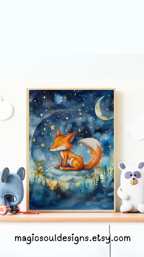 Step into a magical night in the woods with our 'Magical Nursery Woodland Animals' 6-piece wall art set. These nursery animal prints and moon art pieces are designed to transform your space into an enchanting woodland nursery. Each print captures the allure of the night forest, bringing a sense of wonder and charm to your little one's room Nursery Woodland Animals, Fantasy Woodland, Magical Nursery, Night In The Woods, Animals Painting, Nursery Woodland, Woodland Nursery Art, Cottage Core Decor, Elf Art