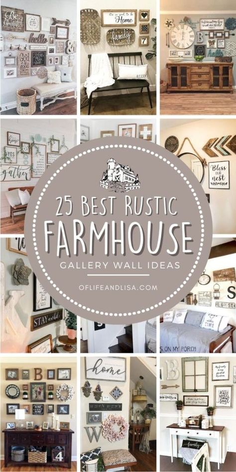 Farmhouse Family Photo Wall Display, Shutters Living Room Decor, How To Layout Pictures On A Wall, Large Family Gallery Wall, Wall Groupings Living Room, Picture Groupings On Wall Living Rooms, Photo Collage With Mirror, Entryway Collage Wall, Wall Decor Grouping Ideas