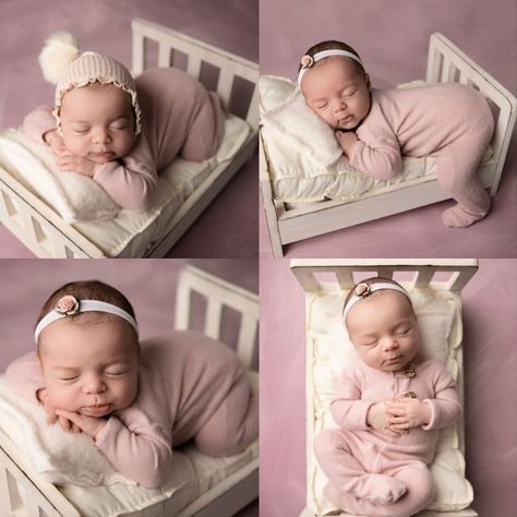 Newborn Photographer - Warrenton, Virginia Newborn Photography With Bed Prop, Mini Bed Newborn Photography, Newborn Photo Bed Prop, Newborn Bed Pictures, Newborn Bed Prop Photography, Newborn Bed Poses, Newborn Photoshoot On Bed, Crib Newborn Photography, Newborn On Bed Photography