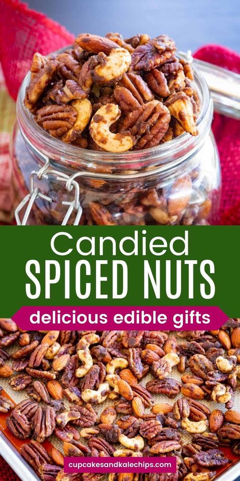 Candied Spiced Nuts Recipe, Sweet And Spicy Mixed Nuts Recipe, Glazed Nuts Recipe, Spicy Pecans Recipe, Nut Mix Recipe, Candied Nuts Recipe, Glazed Nuts, Nut Mixes, Spicy Pecans