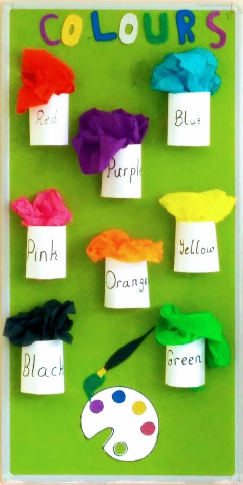 Nursery Class Decoration, Kindergarten Art Crafts, School Art Activities, School Kids Crafts, School Board Decoration, Kindergarten Classroom Decor, Preschool Classroom Decor, Kindergarden Activities, Preschool Colors