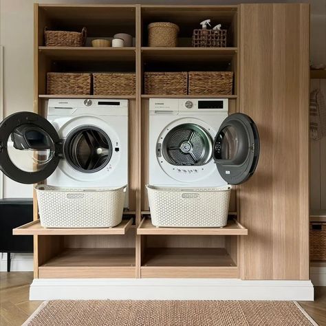 UTILITY • We couldn't wait to give this amazing utility room a space on the grid! @klk.interiors has completely smashed this utility room hack using IKEA Pax and provides a complete breakdown of how they achieved such an amazing space. A year on and the hack is looking 🔥 #ikeahack #ikeahome #ikeapax #paxhack #utility #utilityroom #utilityroomdecor #utilityroominspo #utilityroomideas Industrial Style Utility Room, Pax Utility Room, Ikea Pax Laundry Room, Ikea Pax Laundry, Pax Laundry Room, Diy Utility Room, Pax Laundry, Ikea Utility Room, Klk Interiors