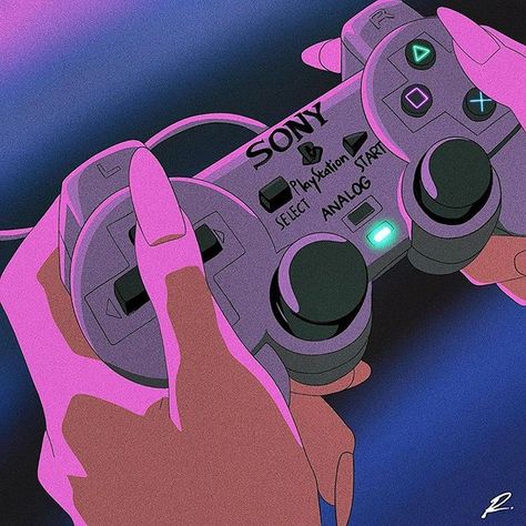 Vaporwave & Aesthetic ☕ no Instagram: “Which Playstation had the best games? 🎮 ⠀ 📸: @ravnitarayet ⠀ ✔ Please leave a nice comment and share on your stories, you'll help me a lot…” Affiches D'art Déco, Vaporwave Art, Japon Illustration, Vaporwave Aesthetic, Retro Game, 90s Anime, Retro Aesthetic, Purple Aesthetic, الرسومات اللطيفة