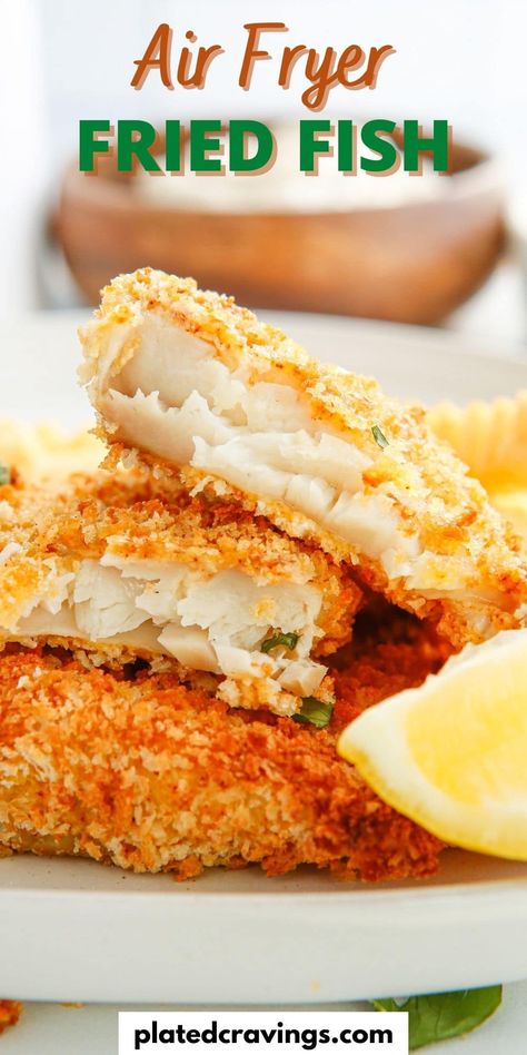 Air Fryer Fried Fish, Breaded Cod, Fish Filet, Air Fried Fish, Air Fryer Fish Recipes, Fish Fillet Recipe, White Fish Recipes, Air Fryer Fish, Fish Fillets