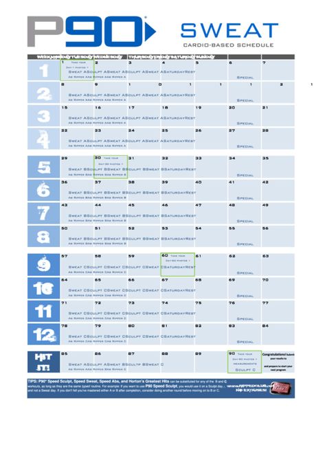 P90x Sweat Cardio-Based Schedule Printable pdf P90x3 Schedule, Height To Weight Chart, P90x Workout, Weight Charts, Ideal Body Weight, Fitness Challenges, P90x, Schedule Printable, Workout Calendar