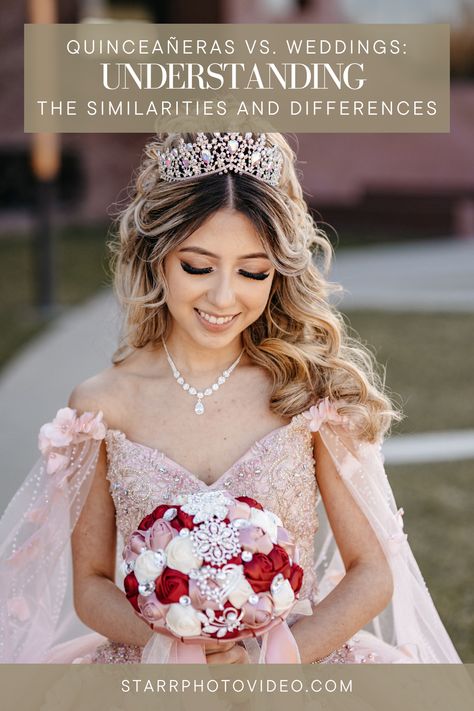 Quinceañeras and weddings share many similarities, from formal attire to elaborate ceremonies and receptions. 

However, there are key differences between these two significant life events, especially when you're working on planning or capturing a quinceañera.

Here's a detailed look at the important elements and distinctions to keep in mind. Quinceanera Photography, Similarities And Differences, Formal Attire, Quinceanera, Keep In Mind, Essence, How To Memorize Things, Weddings, Key