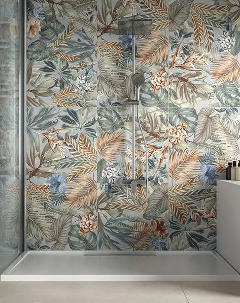 Resina; Jungle Avio 24x48 Ceramic Kitchen Tiles, Bathroom Mosaic Tiles, Tropical Tile, Porcelain Tile Flooring, Patterned Kitchen Tiles, Jungle Design, How To Install Pavers, Wild Jungle, Decorative Wall Tiles