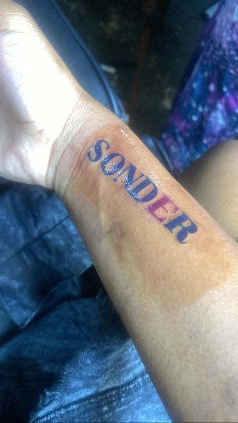 Sonder Tattoo On Arm, Sonder Tattoo Fonts, Sonder Tattoo Ideas, Small Dope Tattoos, Black Men Tattoos, Simple Forearm Tattoos, Arm Sleeve Tattoos For Women, Girl Neck Tattoos, Hand Tattoos For Girls