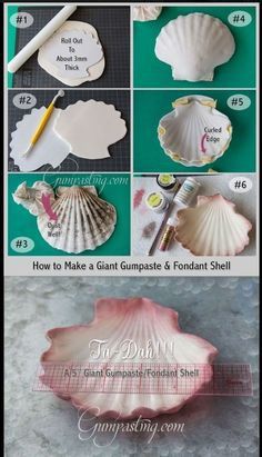 Fondant Seashells, Mermaid Birthday Cakes, Sea Cakes, Homemade Hamburgers, Fondant Tutorial, Tanah Liat, Fondant Decorations, Homemade Hot Chocolate, Mermaid Cakes