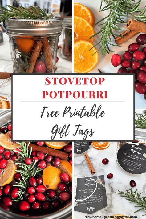 Holiday Stovetop Potpourri in mason jars with gift tags Stovetop Christmas Potpourri, Stove Potpourri, Gift Tags Free Printable, Potpourri Recipe, Free Christmas Printable, Holiday Potpourri, Homemade Potpourri, Potpourri Gift, Stove Top Potpourri