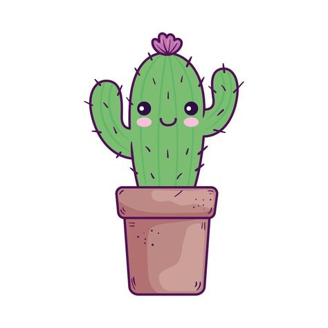 Kawaii Cactus Drawing, Cute Cactus Drawing Simple, Cute Cactus Drawing Kawaii, Cute Stickers Simple, Cactus Drawing Cute, Cartoon Cactus Drawing, Cacti Drawing Simple, Cactus Drawing Simple, Cute Cactus Drawing