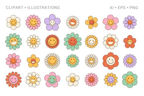 Kawaii, Hippie Flower Tattoos, Retro Cartoon Style, Flower Power Art, Svg Shapes, Hippie 60s, Flower Rainbow, Rainbow Peace, Stay Groovy