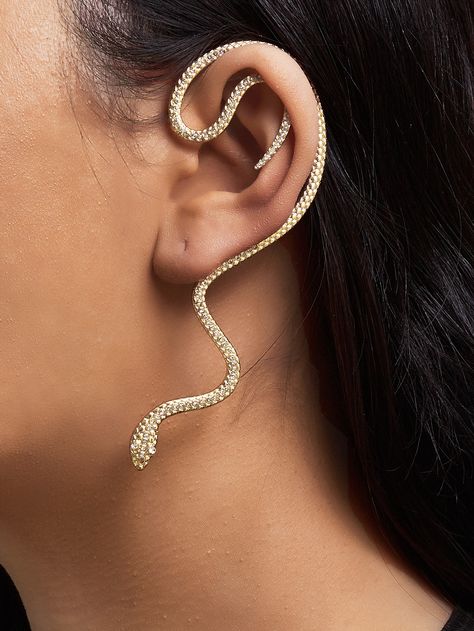 Snake Piercing Ears, Holiday Party Earrings, Snake Ear Cuff, Golden Snake, Snake Ears, Hip Hop Bling, Free People Jewelry, Snake Jewelry, Snake Earrings