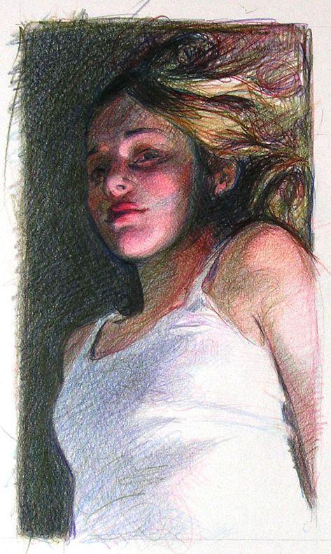 Portrait With Colour Pencils, Color Pencil Art Sketches, Color Pencils Portraits, Colored Pencil Artists, Colored Pencil Mixed Media, How To Draw Hair With Colored Pencils, Colorful Pencil Art, Colored Pencil People, Coloured Pencils Art