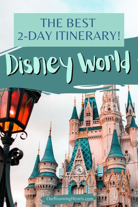 If you have just 2 days at Disney World in Orlando, Florida, then you will want to make the most of your time there. Use this 2 Day Itinerary to plan your trip. #ourroaminghearts #disney #itinerary #orlando #floridavacation | Orlando, Florida | Disney Vacation | Disney Itinerary | Things to do at Disney | Disney World Schedule, Disney Itinerary, Disney World Itinerary, Orlando Florida Disney, Florida Disney, Disney Florida, Disney World Rides, Disney Orlando, Disney Dining Plan