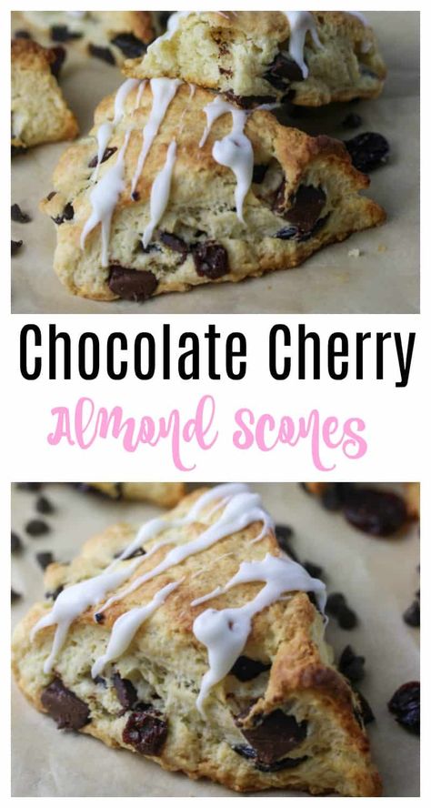 Cherry Almond Scones, Cherry Scones Recipe, Flaky Scones, Almond Scones, Cherry Scones, Chocolate Scones, Scones Recipe Easy, Homemade Scones, Savory Scones