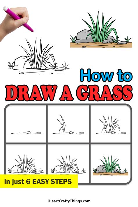 How To Draw Grass Step By Step, How To Draw Grass Pencil, Grass Drawing Easy, How To Draw A Background, Improve Your Drawing Skills, Grass Drawing, Improve Your Drawing, Pencil Drawings For Beginners, Drawing Lessons For Kids