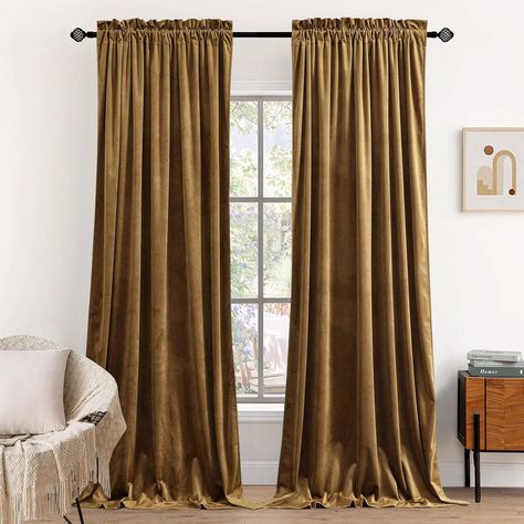 Brown Velvet Curtains, Large Window Decor, Window Treatments Farmhouse, Curtains For Bedroom Window, Luxury Window Treatments, Insulated Drapes, Luxury Windows, Vintage Retro Decor, Window Curtains Bedroom