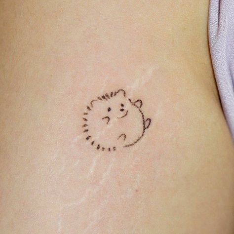 Hedgehog Tattoo Ideas, Tattoos Between Breast, Hedgehog Tattoo, Tatuaje Studio Ghibli, Goose Tattoo, Sheep Tattoo, Rat Tattoo, Cute Animal Tattoos, Cute Simple Tattoos