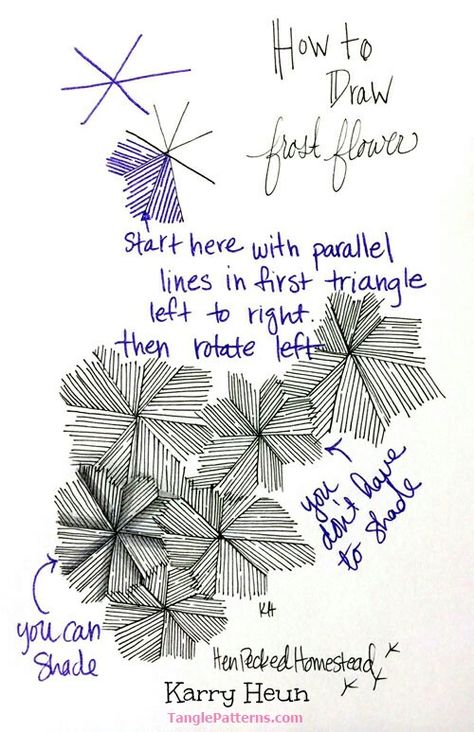 Frost Flower Frost Flower, Zentangle Flowers, Zentangle Pattern, Zentangle Tutorial, Tangle Pattern, Tangle Doodle, Zentangle Designs, Doodle Inspiration, Tangle Art