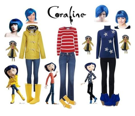 "Easy Coraline costume" by anais-mcdonald on Polyvore featuring Paige Denim, Kamik, Tulchan, Levi's, Hansel from Basel, Seasalt, STELLA McCARTNEY and Uniqlo Coraline Halloween Costume, Coraline Cosplay, Last Minute Kostüm, Coraline Halloween, Coraline Costume, Coraline Jones, Diy Kostüm, Last Minute Costumes, Halloween Costume Outfits