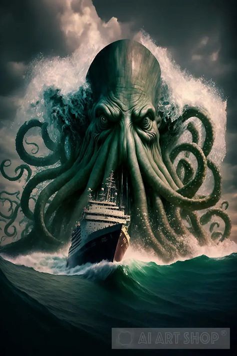 Cthulhu Art, Metaphysical Art, Hp Lovecraft, Ghost Ship, Cosmic Horror, Call Of Cthulhu, Sea Monsters, Medieval Fantasy, Cthulhu