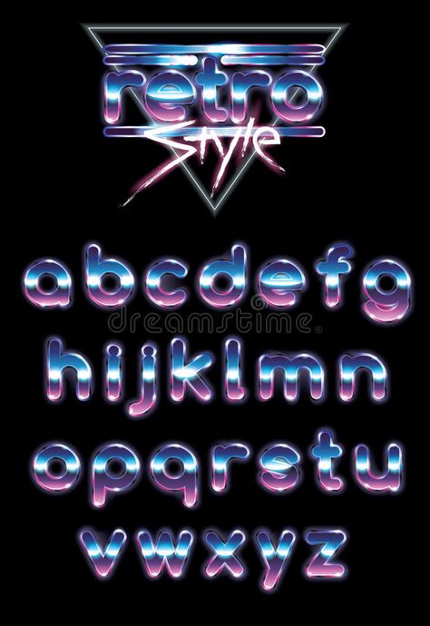 Shiny gradient retro 80s alphabet vector letters stock illustration Illustrator Gradient, Vector Letters, S Letter Logo, Vector Alphabet, Neon Letters, 1980s Style, S Alphabet, 80s Theme, Alphabet Design