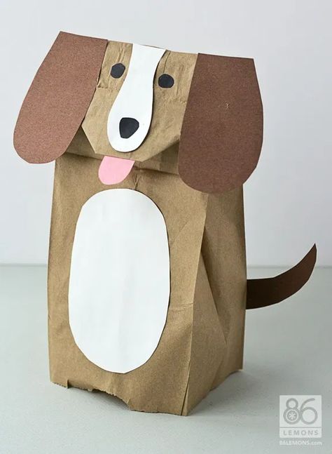 Dogs Crafts, Puppy Crafts, Diy Paper Bag, Dog Themed Parties, Paper Bag Crafts, Paper Bag Puppets, Chinese New Year Crafts, Puppet Crafts, New Year's Crafts