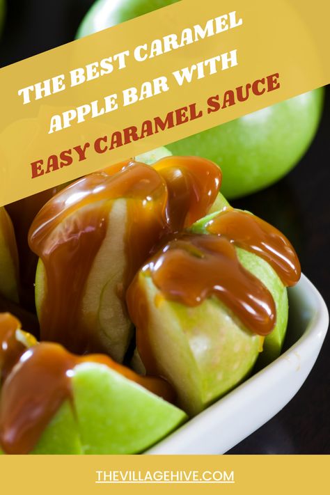 Here are the best must-haves for your caramel apple bar Caramel Apple Bar Set Up, Caramel Apple Bar Wedding, Apple Carmel Bar, Carmel Apple Bar Set Up, Carmel Apple Bar Halloween, Carmel Sauce For Apples, Apple Bar Ideas, Apple Bar Recipes, Caramel Apple Bar