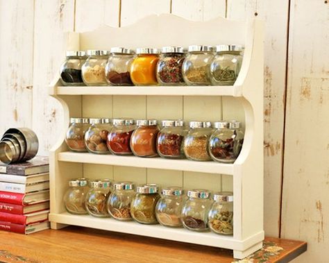 image 0 Ikea Spice Jars, Mason Jar Shelf, Organiser Cucina, Wall Mounted Spice Rack, Diy Kitchens, Wood Spice Rack, Wooden Spice Rack, Barn Shop, Spice Shelf